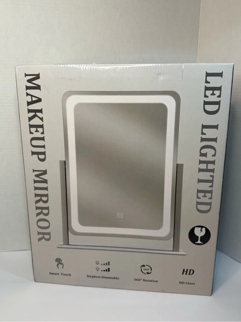 LED Lighted Makeup Mirror in Silver - Touch Dimmable